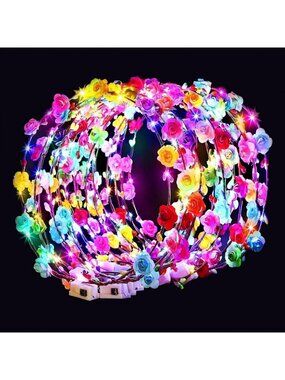 54 PCS LED Flower Crown Headbands - Glow in the Dark Party Accessories for Women
